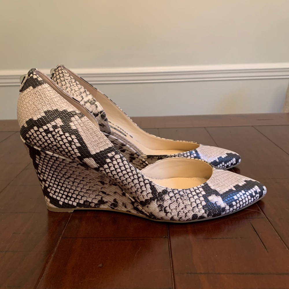 Nine West Snake Print Wedges Size 9.5 Worn once. Perfect condition.